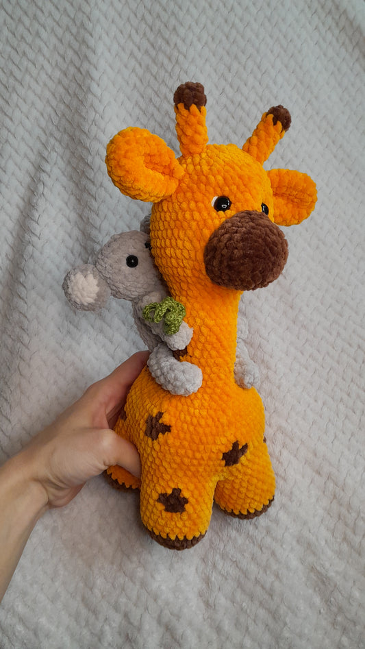 Giraffe with Koala in a Dress Crochet PDF Pattern ENG